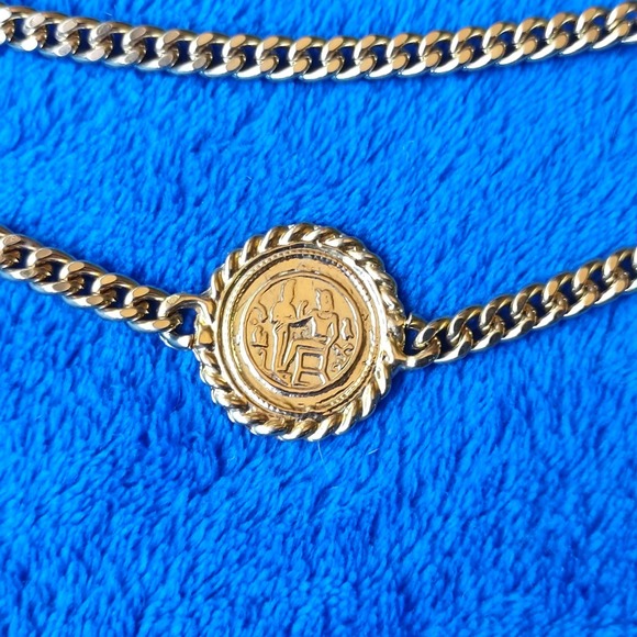 Vintage Egyptian Revival Art Nouveau Scarab Chain Charm Coin Link Belt main image 6